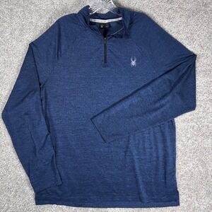 Spyder Active Mens‎ Long Sleeve 1/4 Zip Pullover Top Blue XL ProWeb